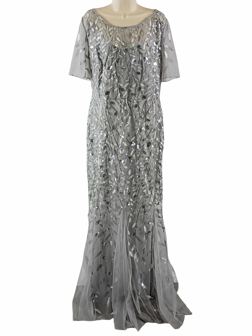 Ever Pretty Grey With Silver Sequin Embellished Evening Gown